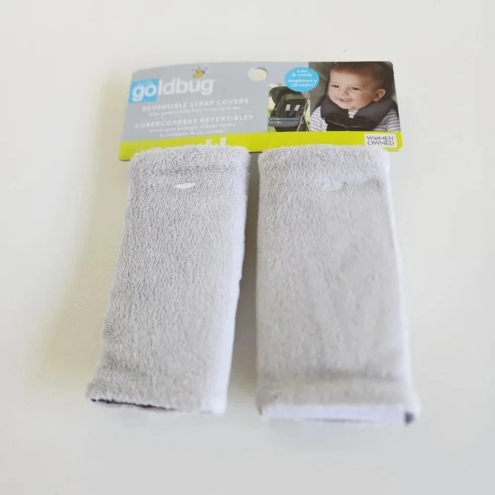 New On The Gold Bug Reversible Strap Covers Gray Baby Seat Padded Washable Solid